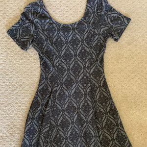 Everly Cotton Damask Dress in Gray